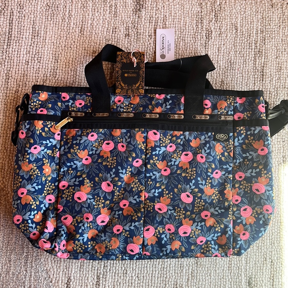 NWT LeSportSac and Rifle Paper Co collab Ryan baby tote, Rosa pattern